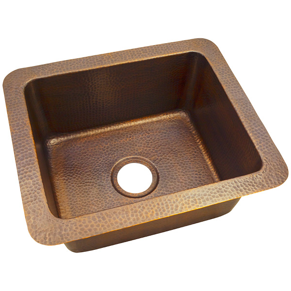 Solid Hand Hammered Copper 18in. X 12in. Single Bowl Drop-in / Undermount Sink In Antique Copper Finish - Cf162an