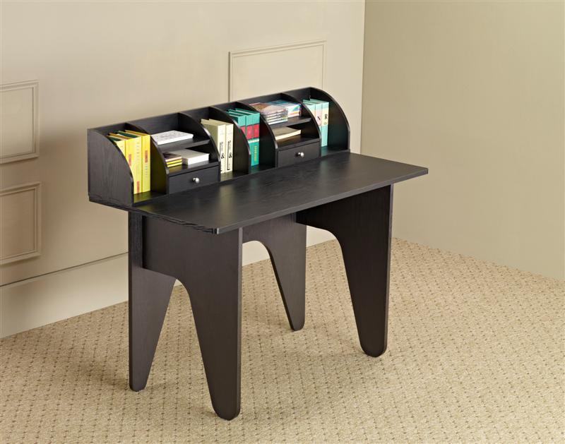 Enitial Lab YNJ066BLK Nikol Modern Black Office Desk with Mini Hutch