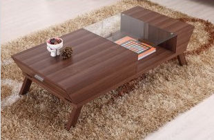 Ynj-913ct-wnt Braxton Modern Glass Top Coffee Table- Walnut