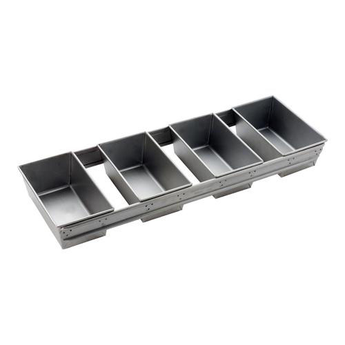 FocusFoodService 904045 5.63 in. x 3.13 in. Pans 4 Strap Bread Pan Set  Pack of 