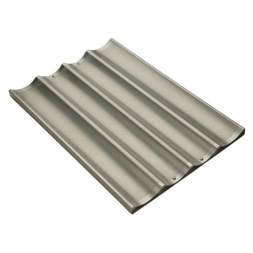 4 Pocket Long Baguette Pan With Perf Glazed Aluminum - Pack Of 6