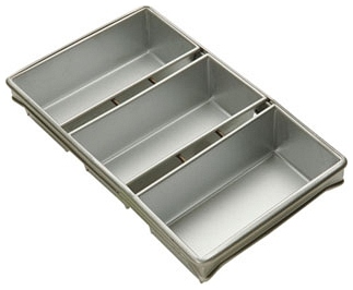 FocusFoodService 904935 12.25 in. x 4.5 in. 3 Strap Bread Pan Set  Pack of 6