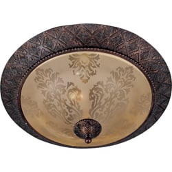 11240saoi Symphony 2-light Flush Mount With Screen Amber Glass - Oil Rubbed Bronze