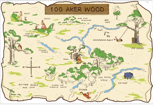 Roommate Rmk1502slm Pooh And Friends 100 Aker Wood Map