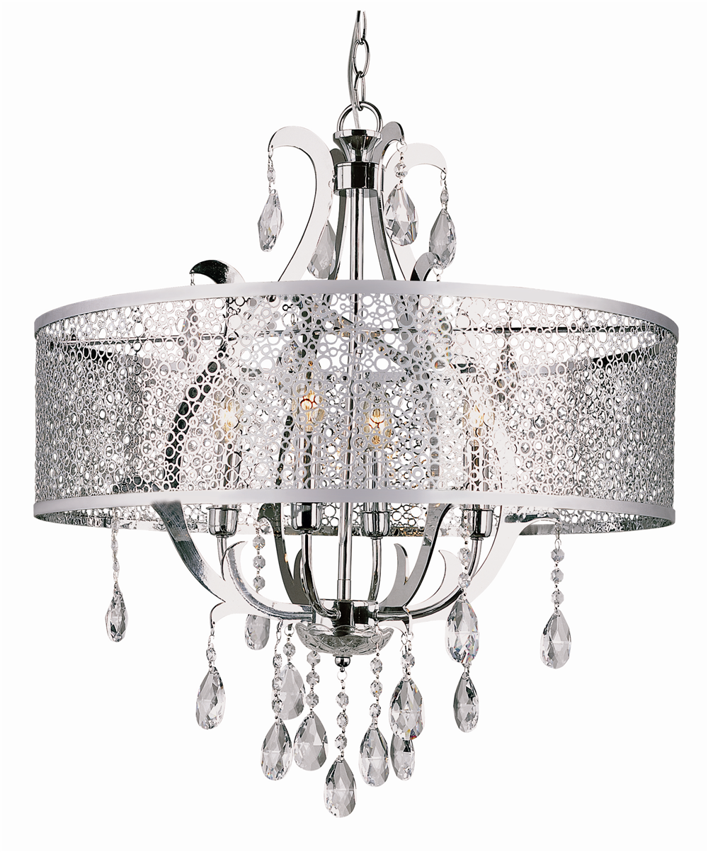 Trans Global Lighting PND613 PC 2011 New items 4 Light Chandelier Polished Chro