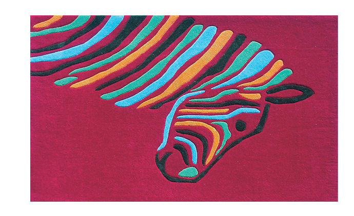 The Rug Market 74044B 2.8 x 4.8 Multi Zebra Rug MagentaBrownBlue