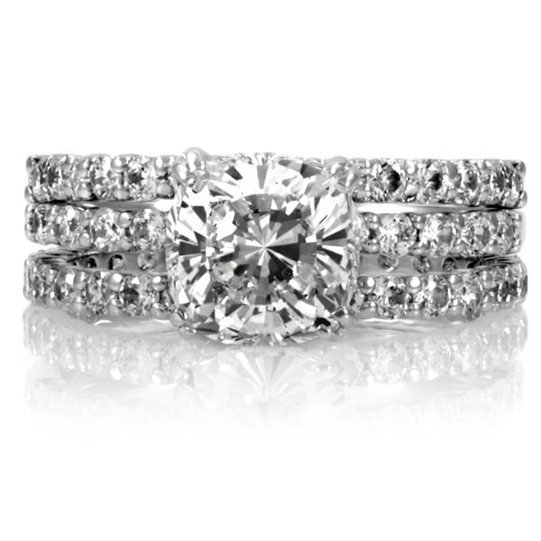 Spacer Emitations X140R71391 Angitas Cushion Cut CZ Wedding Ring Trio Set