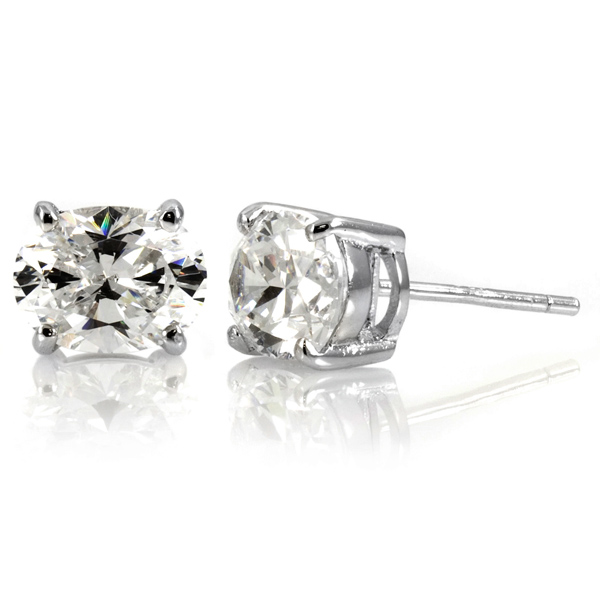 Emitations X0240818 Sonias Oval Cut Signity CZ Stud Earrings 3TCW