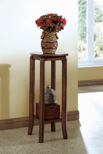 Monarch Specialties I 1592 SolidTop 28 in. H Plant Stand  Walnut