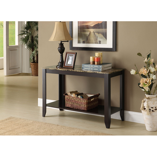 Monarch Specialties I 7983S Top Sofa Console Table  CappuccinoMarble