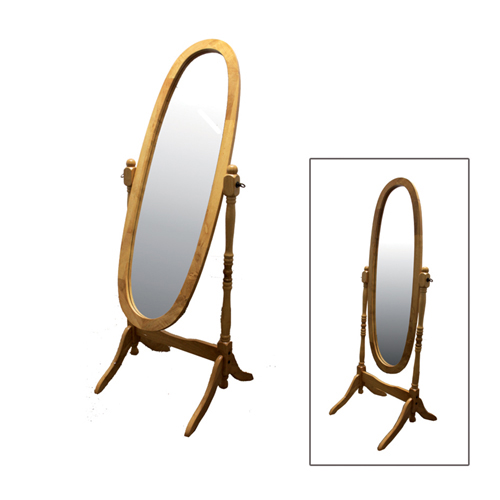 N4001-na Natural Wooden Cheval Floor Mirror