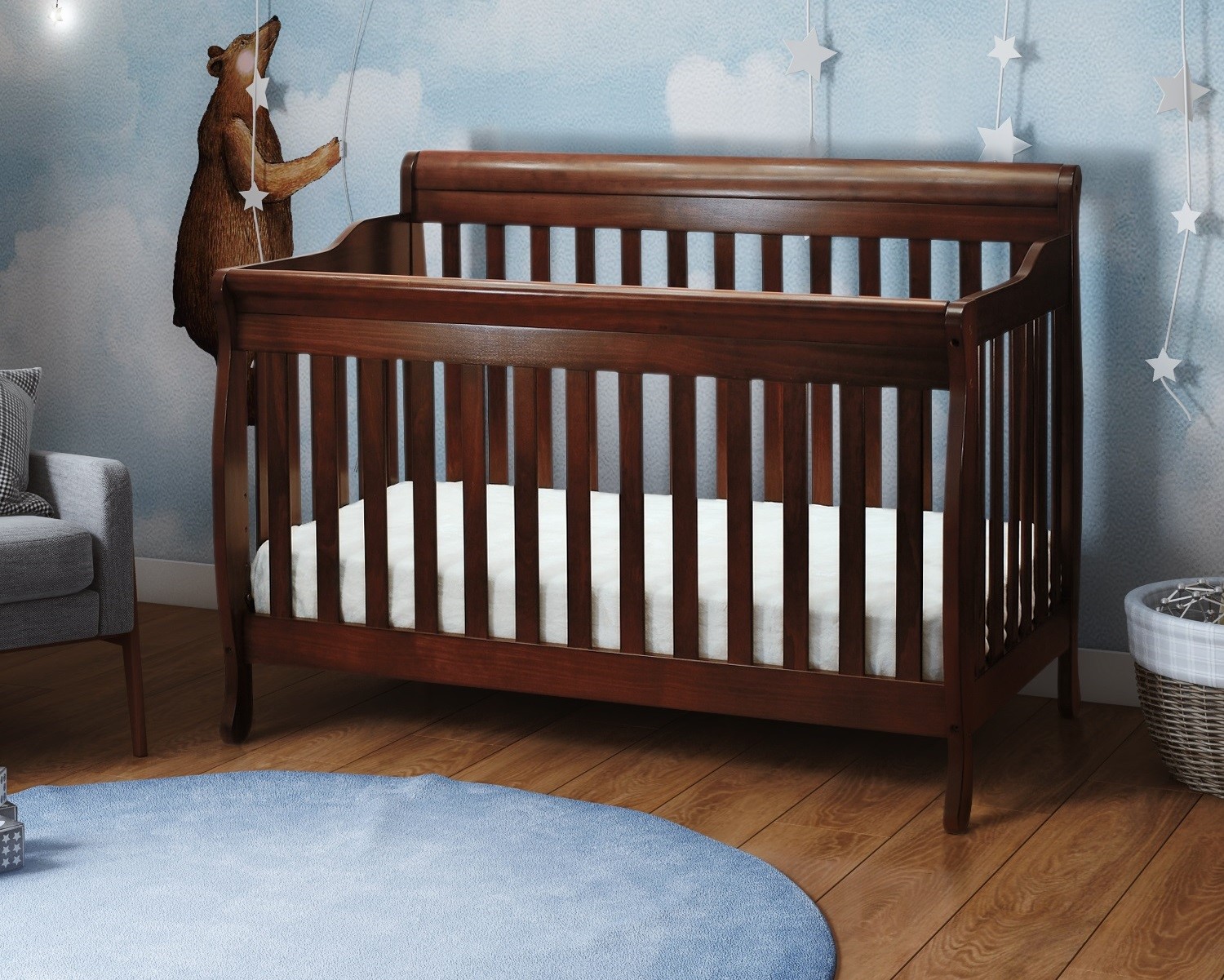 Afg Athena Alice 3 In 1 Convertible Crib With Toddler Rail - Espresso - 4689e