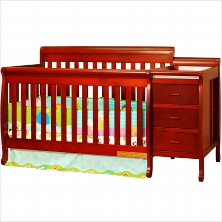 Afg Athena Kimberly 3 In 1 Convertible Crib And Changer Combo With Toddler Rail - Cherry - 516c