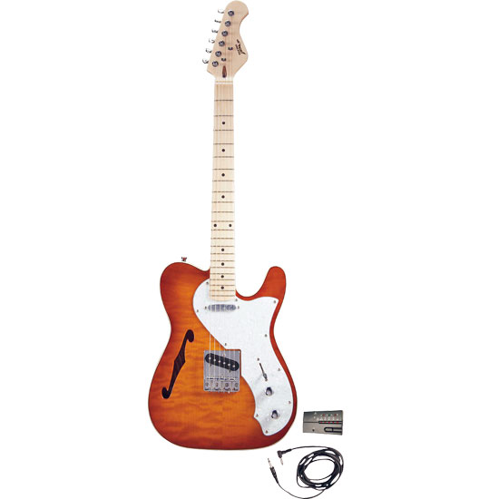 PylePro PGE75 Professional 42 in. Semi Hollow Deluxe Sunburst Mahogany Electric Guitar