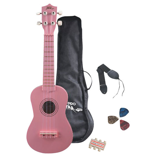 PylePro PGAKT10PK Soprano Ukulele Mini Guitar Starter Package All Ages  Pink