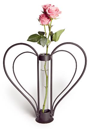 . Qb106 Iron Heart-shaped Cylinder Sweetheart Flower Bud Vase