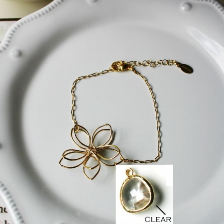Rebecca Fbsgc Flower Wire Bracelet - Gold-clear
