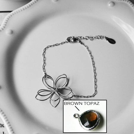 Rebecca Fbssbt Flower Wire Bracelet - Silver-brown Topaz