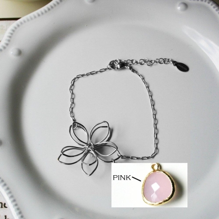 Rebecca Fbssp Flower Wire Bracelet - Silver-pink