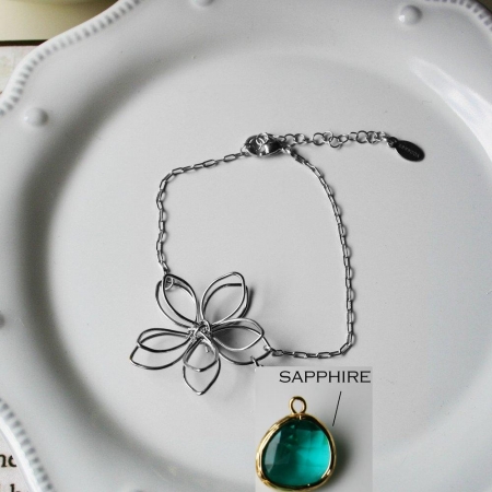 Rebecca Fbsss Flower Wire Bracelet - Silver-sapphire