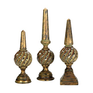 Sterling Industries 870846 Set Of 3 Spiral And Spire Finials Accessory Finials