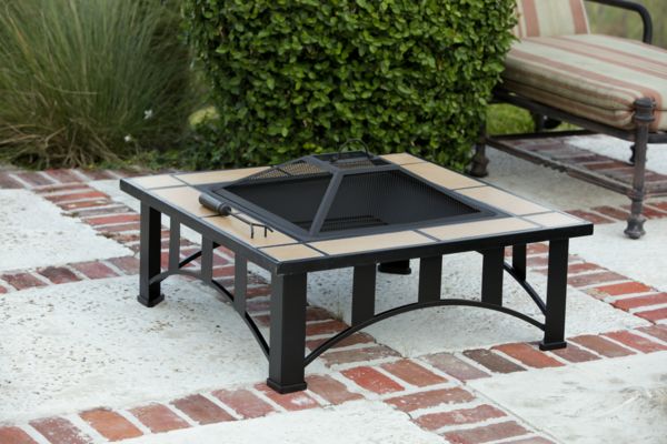 Fire Sense 60243 Fire Sense Tuscan Tile Mission Style Square Fire Pit