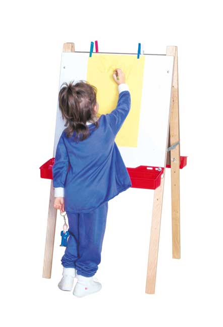 Double Adjustable Easel W - Markerboard & Brown Trays