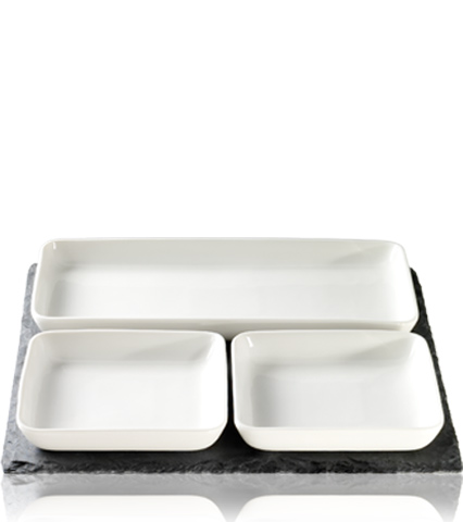 Luigi Bormioli SLT0701 Slate and Porcelain 4 Pieces Serving Set