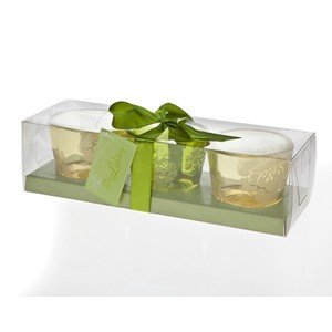 Studio Silversmith 43938 Set of 3 Votives Ribbon Box  GreenYelow