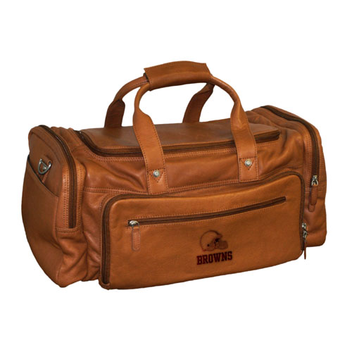Team Sports America NFLC398803 NFL Cleveland Browns Saddle Brown Leather Carryon Bag