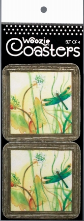 JB Originals dba Woozie 94BD1 Woozie Coasters-Set of 4-Betsy Drake Dragonfly- Pack of 2