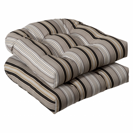 Inc. Getaway Stripe Black Wicker Seat Cushion (set Of 2)
