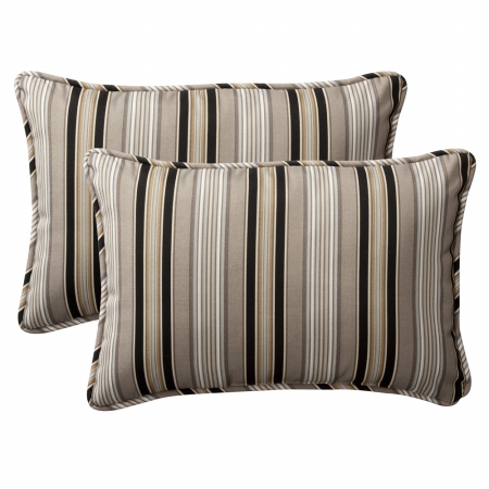 . 386805 Getaway Stripe Black Rectangle Throw Pillow (set Of 2)