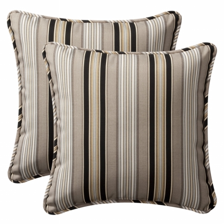 . 386935 Getaway Stripe Black 18.5-inch Throw Pillow (set Of 2)