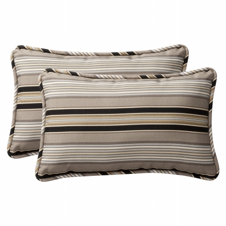 . 387062 Getaway Stripe Black Oversized Rectangle Throw Pillow (set Of 2)