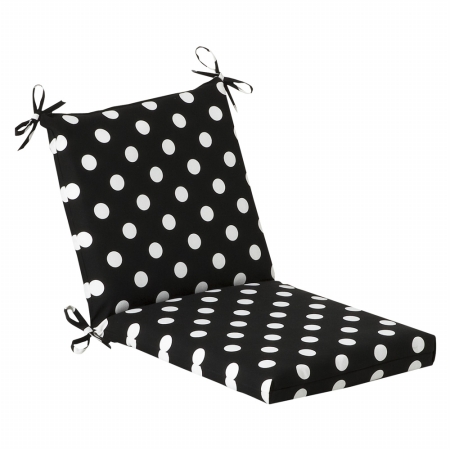 . 384856 Polka Dot Black Squared Corners Chair Cushion