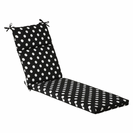 . 385372 Polka Dot Black Chaise Lounge Cushion