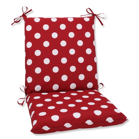 . 384863 Polka Dot Red Squared Corners Chair Cushion