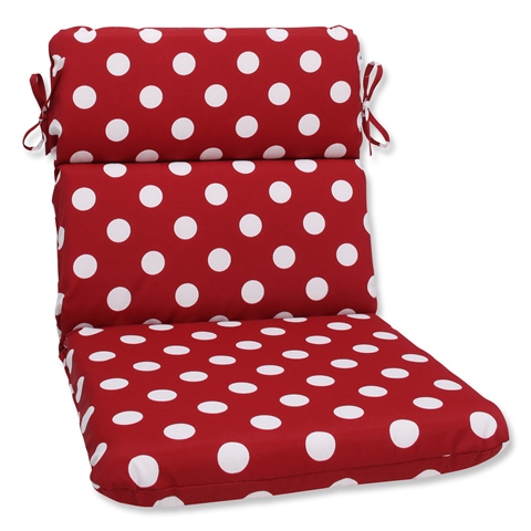 . 385129 Polka Dot Red Rounded Corners Chair Cushion