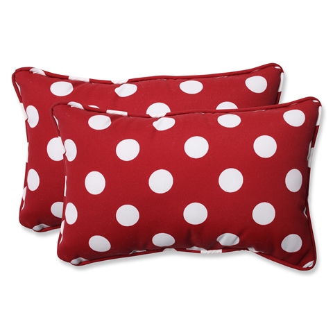 . 386713 Polka Dot Red Rectangle Throw Pillow (set Of 2)
