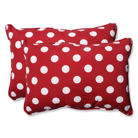 . 386973 Polka Dot Red Oversized Rectangle Throw Pillow (set Of 2)