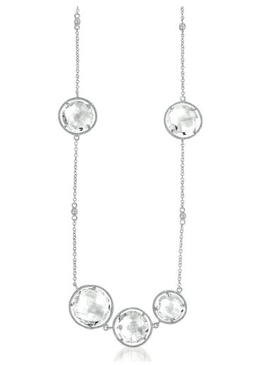 CZ GN1030RP Faceted Rhodium Plated 3 Smaller and bigger round shape filled with 