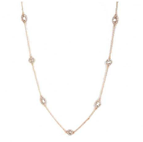 CZ NEC129736ROSE CZ OVAL AND ROUND DIAMOND BY THE YARD NECKLACE