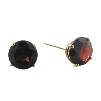 CZ EAR6004GGP 4Ct Tw Garnet Cubic Zirconia Diamond Vermeil Basket Setting .925 Sterling Silver Stud Earrings