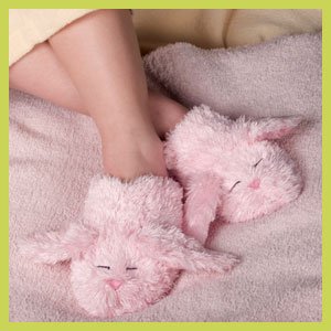 Dream Time Inc WWSLPINBUNSM Warm Whiskers Small Microwaveable Bunny Slippers wit