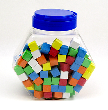 16mm Foam Dice Tub Of 200 Assorted Color Blank
