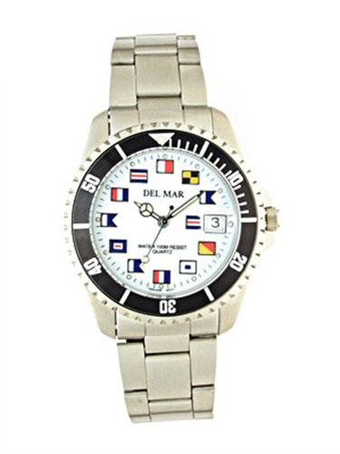 Del Mar 50289 Mens 200 Meter Sport Watch Classic Stainless Steel Nautical Dial