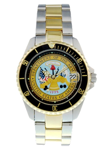 Del Mar 50447 Mens Army Military Watches Two Tone