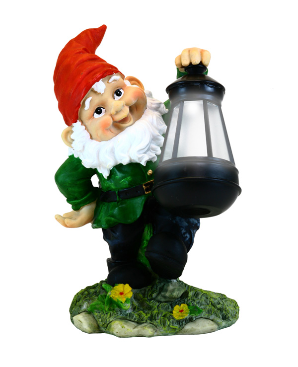 Garden Sun Light F5136 Small Gnome With Lantern Solar Light