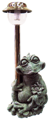 Garden Sun Light B5123 Frog Holding Solar Light